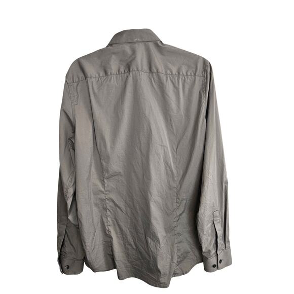 Theory Mens Shirt M Gray Button Front Long Sleeve Dress Shirt Collared Neck - Picture 9 of 9